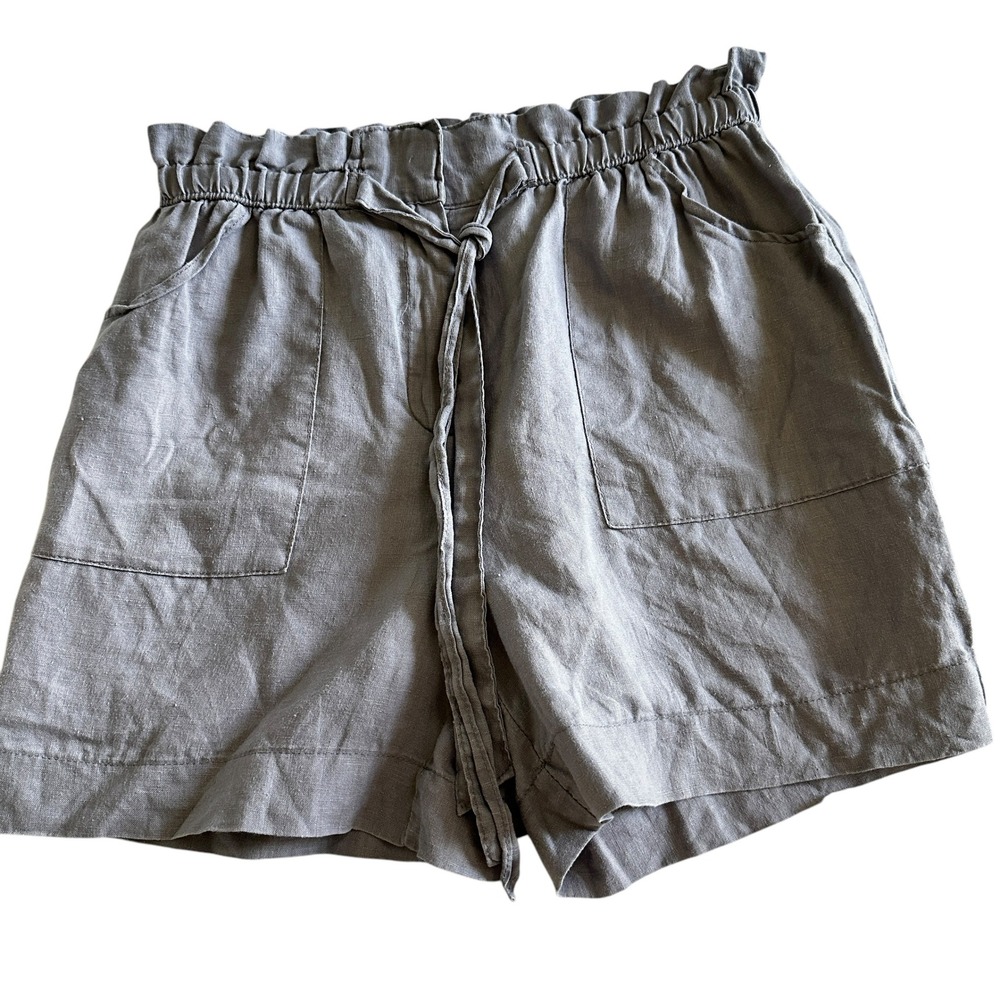Cynthia Rowley Paper Bag Shorts Linen Gray Casual Classic Size 2 Classic NWOT